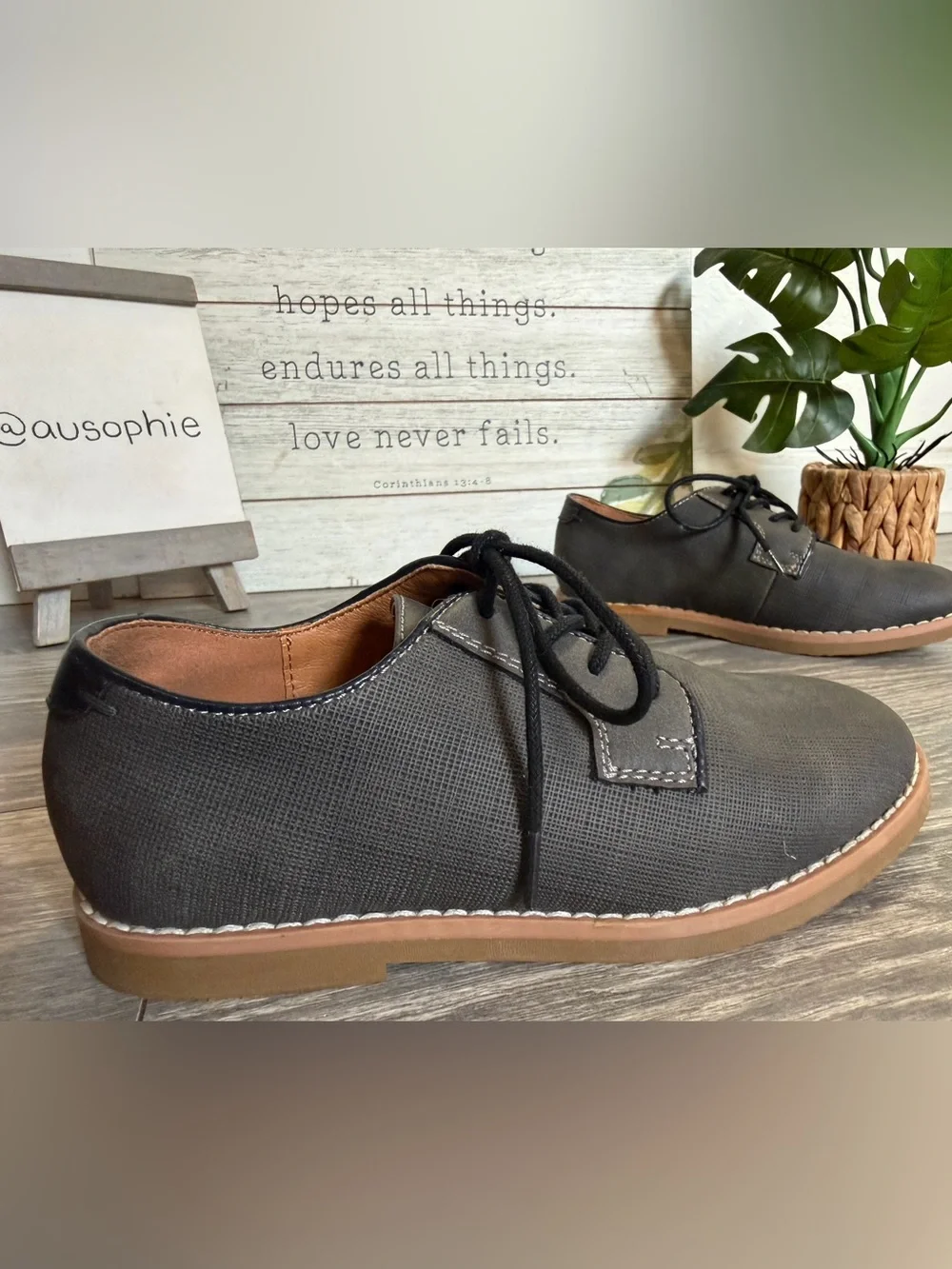 Nordstrom Rack Kids’ Windsor Classic Charcoal Lace-Up Oxfords w Gum Sole Size 1